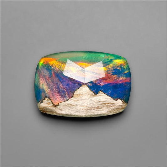 Mountain Inlay Rose Cut Aurora Opal Doublet