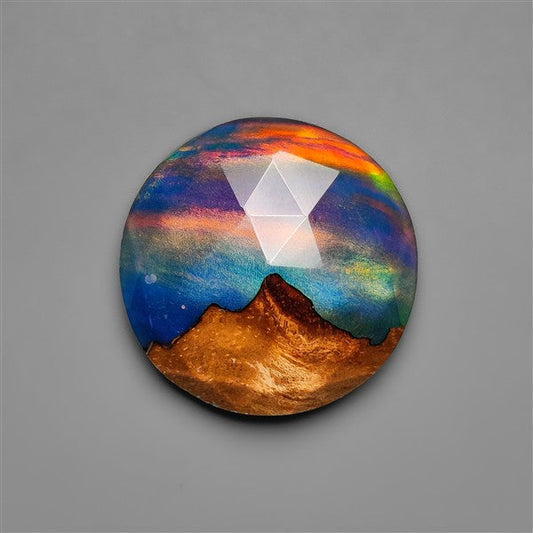Mountain Inlay Rose Cut Aurora Opal Doublet