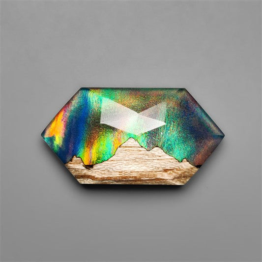 Mountain Inlay Rose Cut Aurora Opal Doublet