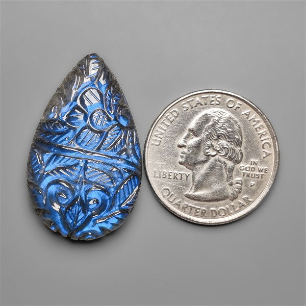 Blue Labradorite Mughal Carving