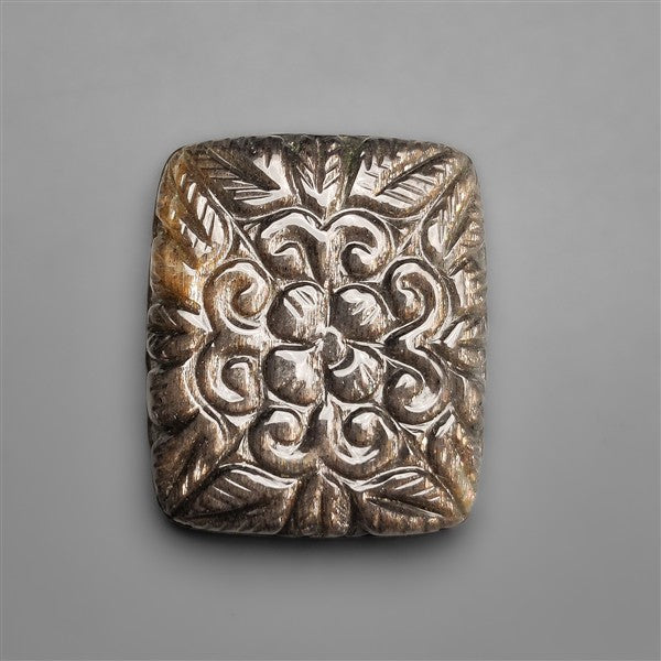 Black Sunstone Cats Eye Mughal Carving