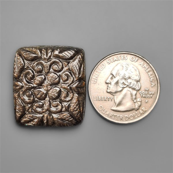 Black Sunstone Cats Eye Mughal Carving