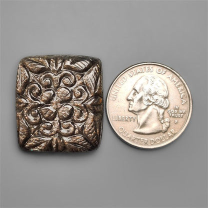 Black Sunstone Cats Eye Mughal Carving