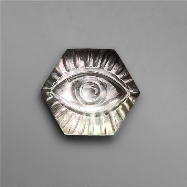 Himalayan Quartz With Mother Of Pearl Evil Eye Carving Doublet