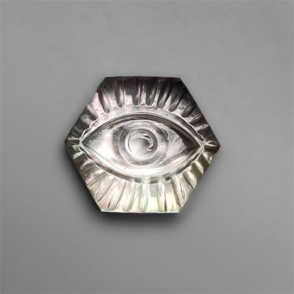 Himalayan Quartz With Mother Of Pearl Evil Eye Carving Doublet