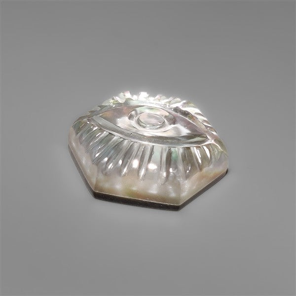Himalayan Quartz With Mother Of Pearl Evil Eye Carving Doublet