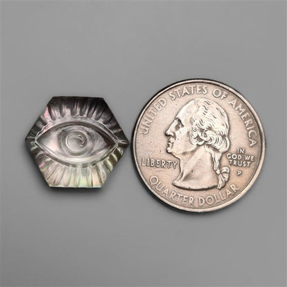 Himalayan Quartz With Mother Of Pearl Evil Eye Carving Doublet