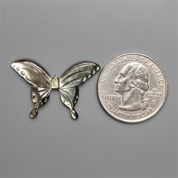 Tahitian Mother Of Pearl Butterfly Carving