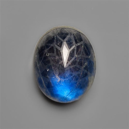 Blue Labradorite Doublet Precision Cut Laser Carving