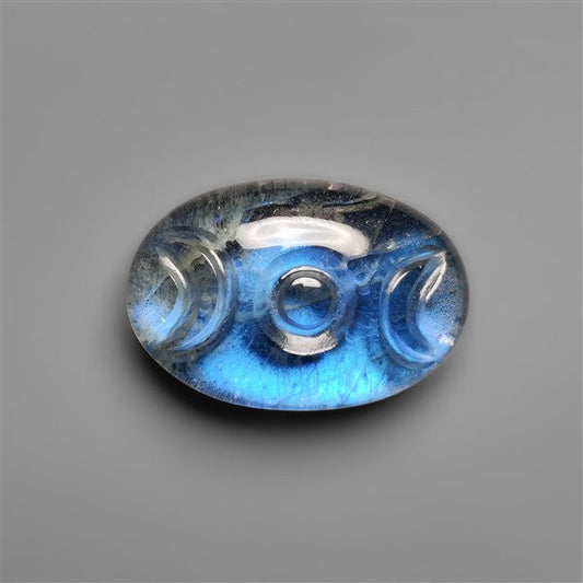 Blue Labradorite Doublet Tripel Moon Hand Carving