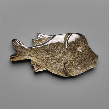 Silversheen Obsidian Goldfish Carving