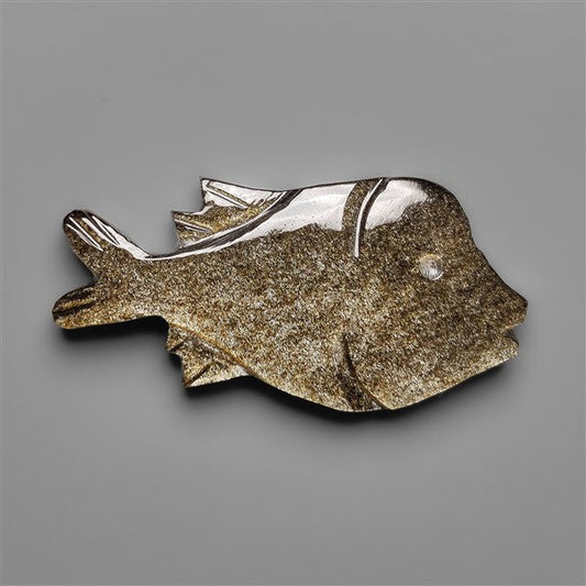 Silversheen Obsidian Goldfish Carving