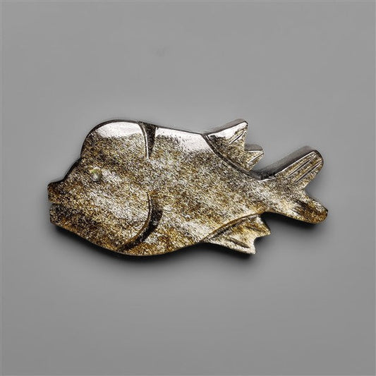 Silversheen Obsidian Goldfish Carving