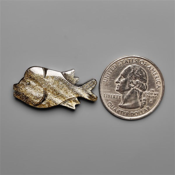 Silversheen Obsidian Goldfish Carving