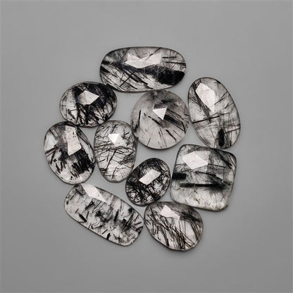 Rose Cut Black Tourmalinated Quartz Lot