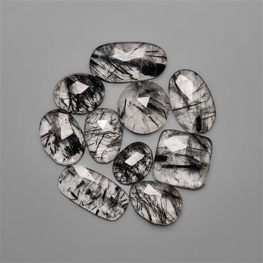 Rose Cut Black Tourmalinated Quartz Lot
