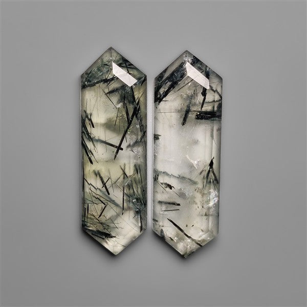 Step Cut Green Rutilated Quartz Pair