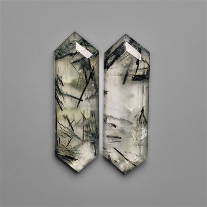 Step Cut Green Rutilated Quartz Pair