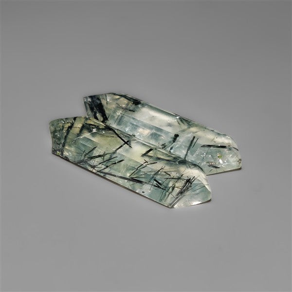 Step Cut Green Rutilated Quartz Pair