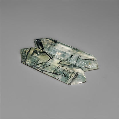 Step Cut Green Rutilated Quartz Pair