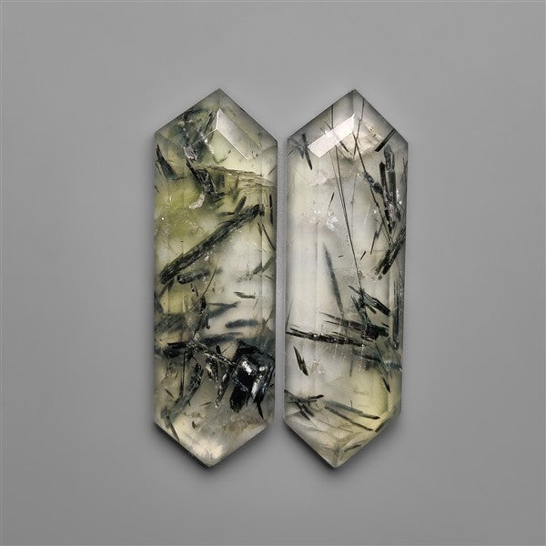 Step Cut Green Rutilated Quartz Pair
