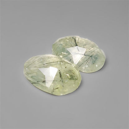 Rose Cut Green Rutilated Quartz Pair