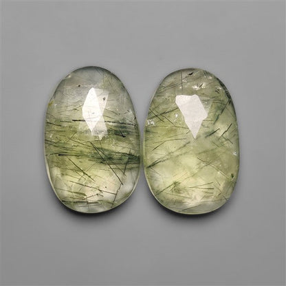 Rose Cut Green Rutilated Quartz Pair