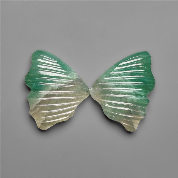 Green Aventurine Butterfly Wings Carving Pair