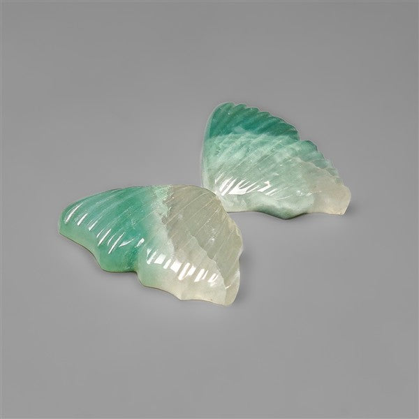 Green Aventurine Butterfly Wings Carving Pair