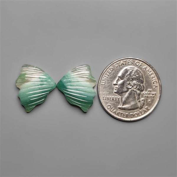 Green Aventurine Butterfly Wings Carving Pair