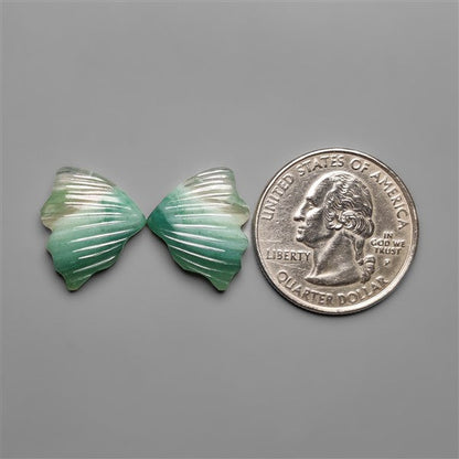 Green Aventurine Butterfly Wings Carving Pair