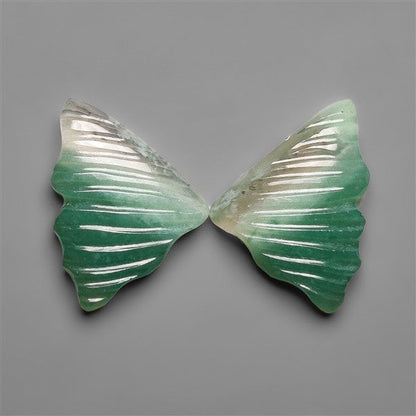 Green Aventurine Butterfly Wings Carving Pair