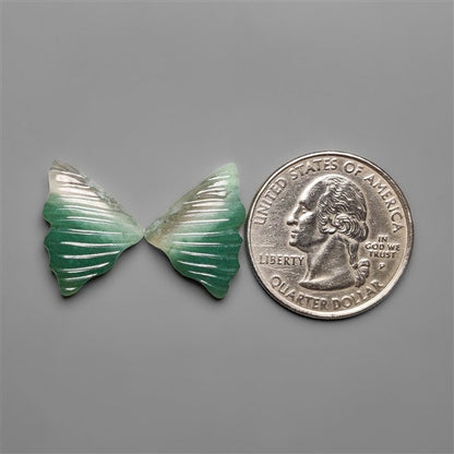 Green Aventurine Butterfly Wings Carving Pair