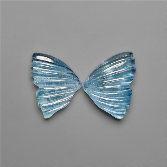 Aquamarine Butterfly Carvings Pair