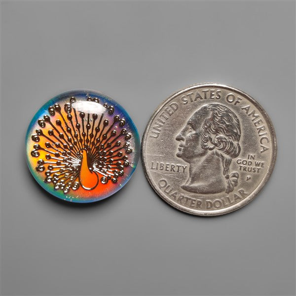 Gilded Peacock Inlay In Aurora Opal Doublet