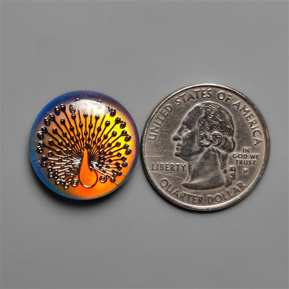 Gilded Peacock Inlay In Aurora Opal Doublet