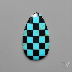 Kingman Turquoise Checker Inlay Black Onyx
