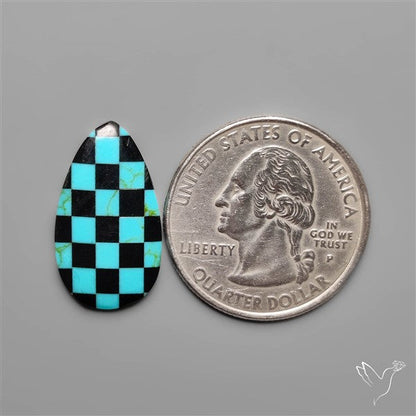 Kingman Turquoise Checker Inlay Black Onyx