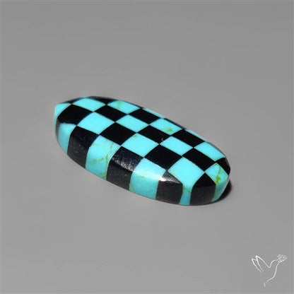 Kingman Turquoise Checker Inlay Black Onyx
