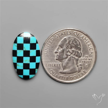 Kingman Turquoise Checker Inlay Black Onyx