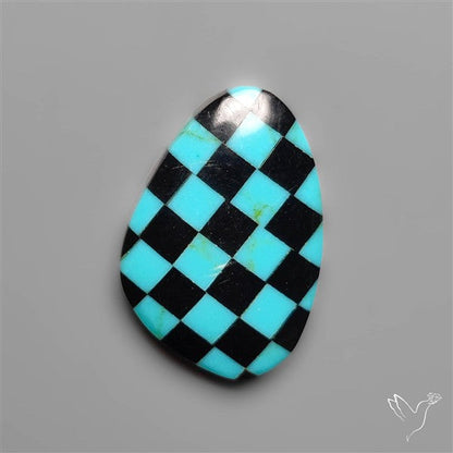 Kingman Turquoise Checker Inlay Black Onyx