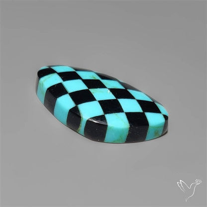 Kingman Turquoise Checker Inlay Black Onyx