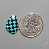 Kingman Turquoise Checker Inlay Black Onyx