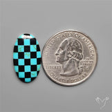 Kingman Turquoise Checker Inlay Black Onyx