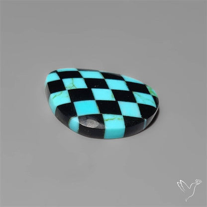 Kingman Turquoise Checker Inlay Black Onyx