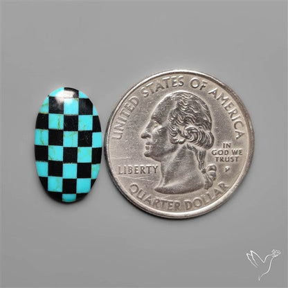 Kingman Turquoise Checker Inlay Black Onyx