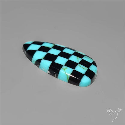 Kingman Turquoise Checker Inlay Black Onyx