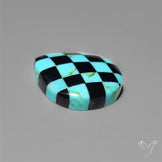Kingman Turquoise Checker Inlay Black Onyx