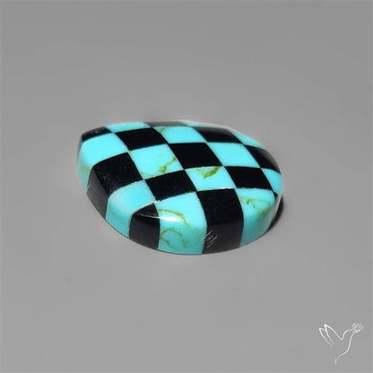 Kingman Turquoise Checker Inlay Black Onyx