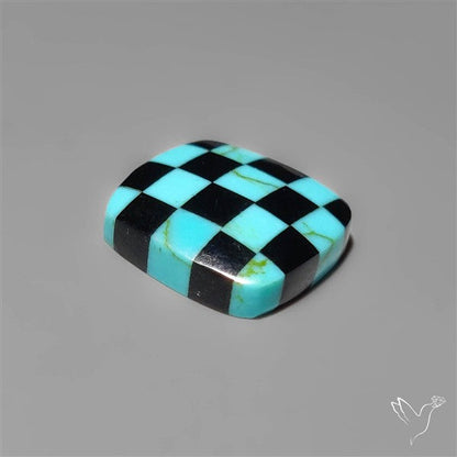 Kingman Turquoise Checker Inlay Black Onyx